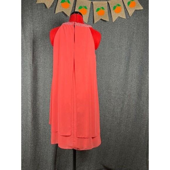 SLNY Womens Sleeveless Layered Chain Neck Beautiful Orange Dress - Size 6 - Picture 4 of 7